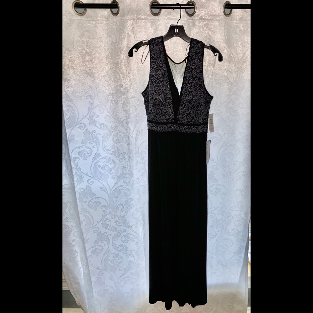Sparkly black charcoal gray evening gown dress